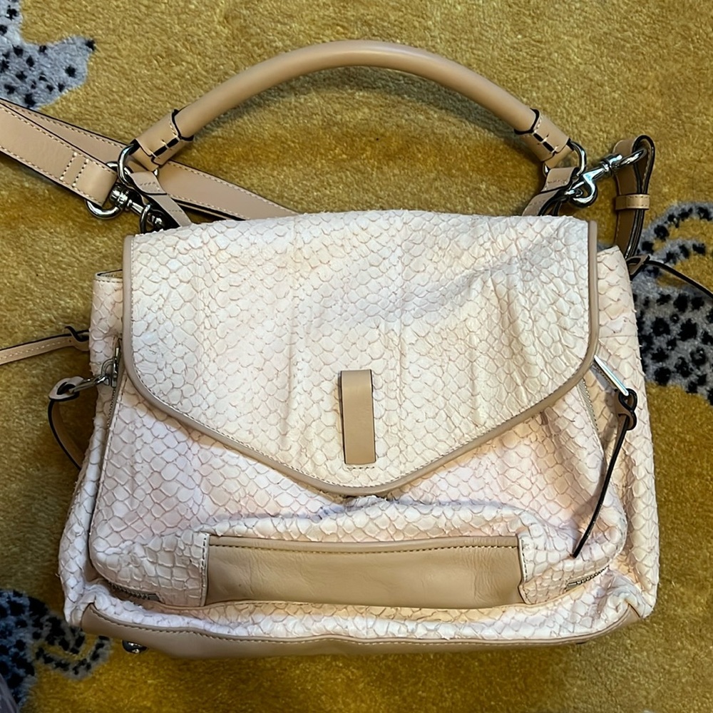 Joy Gryson blush croc print leather purse